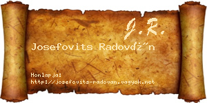 Josefovits Radován névjegykártya